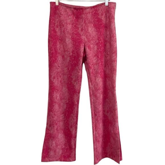 URBAN OUTFITTERS - SIZE 10 - WOMEN’S VIVICA FAUX LEATHER PANTS - SNAKESKIN PINK - Picture 2 of 12